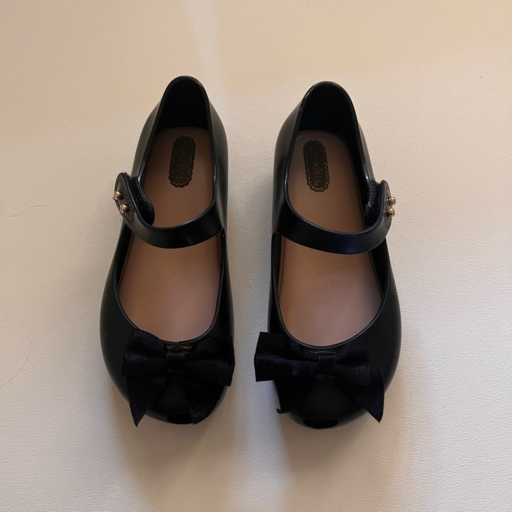 Mini Melissa Sz 10 Black Bow Shoe - Worn once